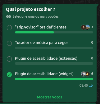 Enquete de votação do projeto